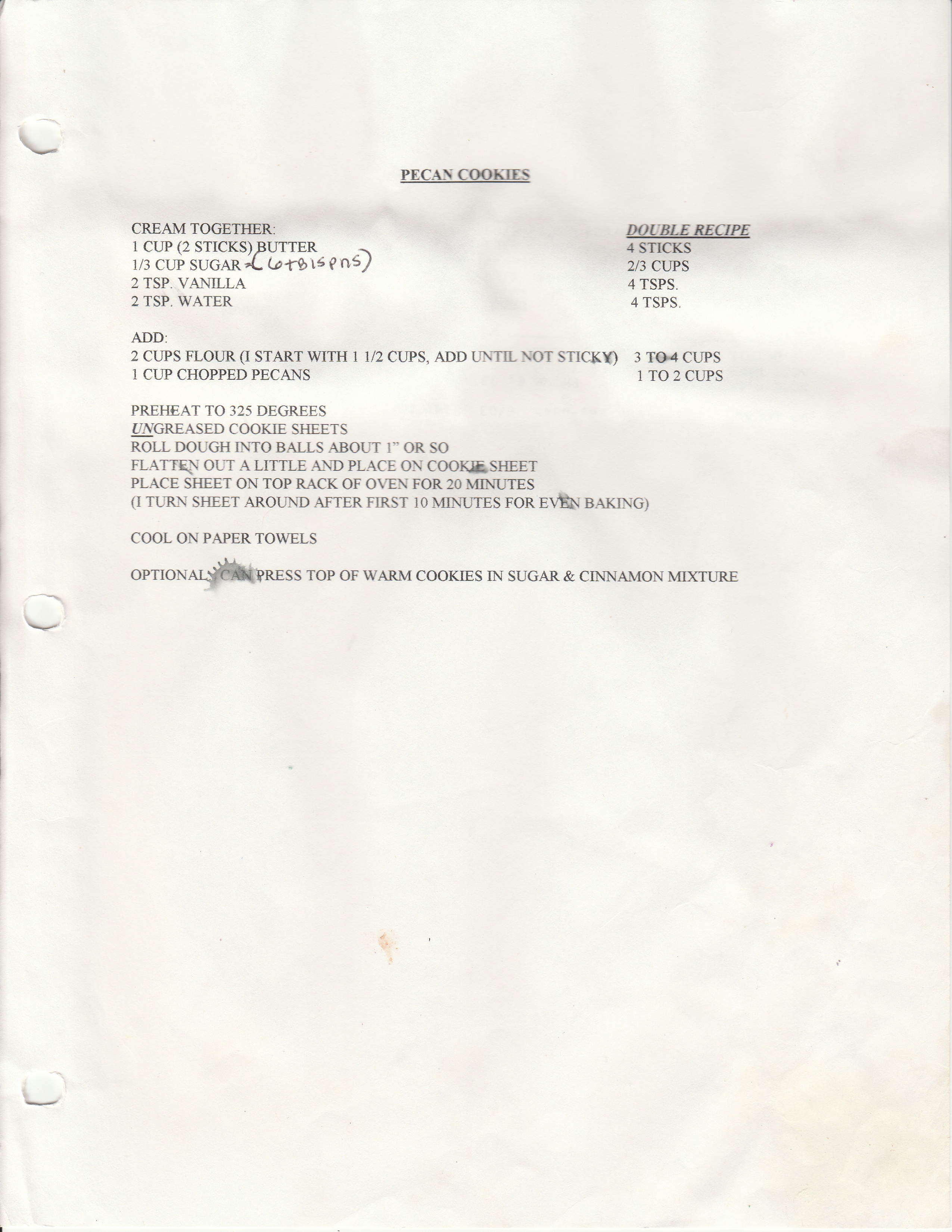 pecan cookie recipe.  The text in the image is contained in this blog post.