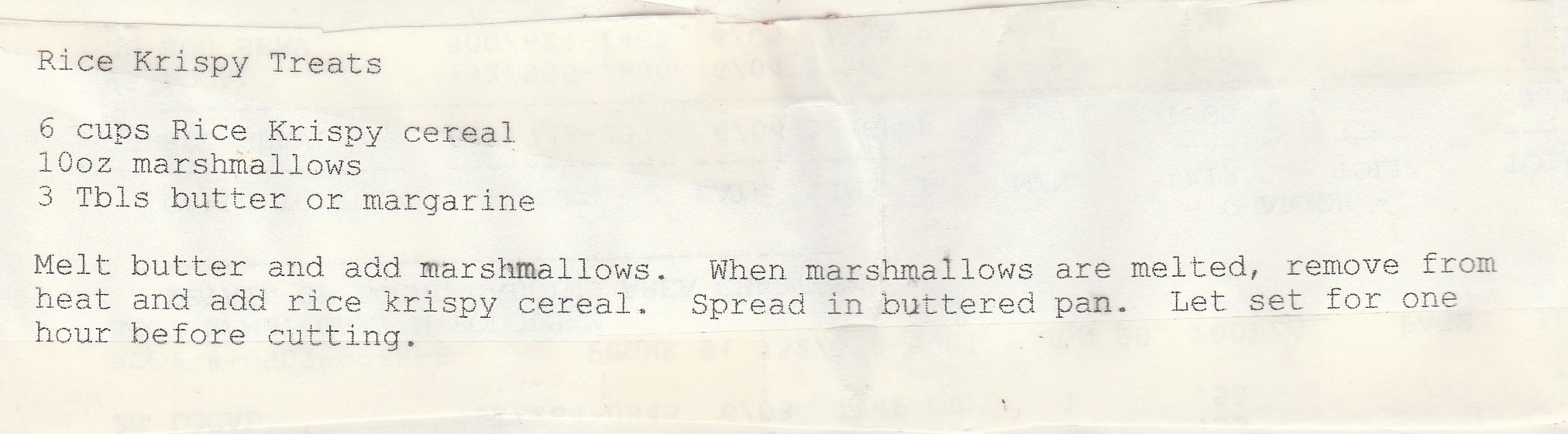 Nice Crispy Treats recipe.  The text of the recipe is contained in this blog post.