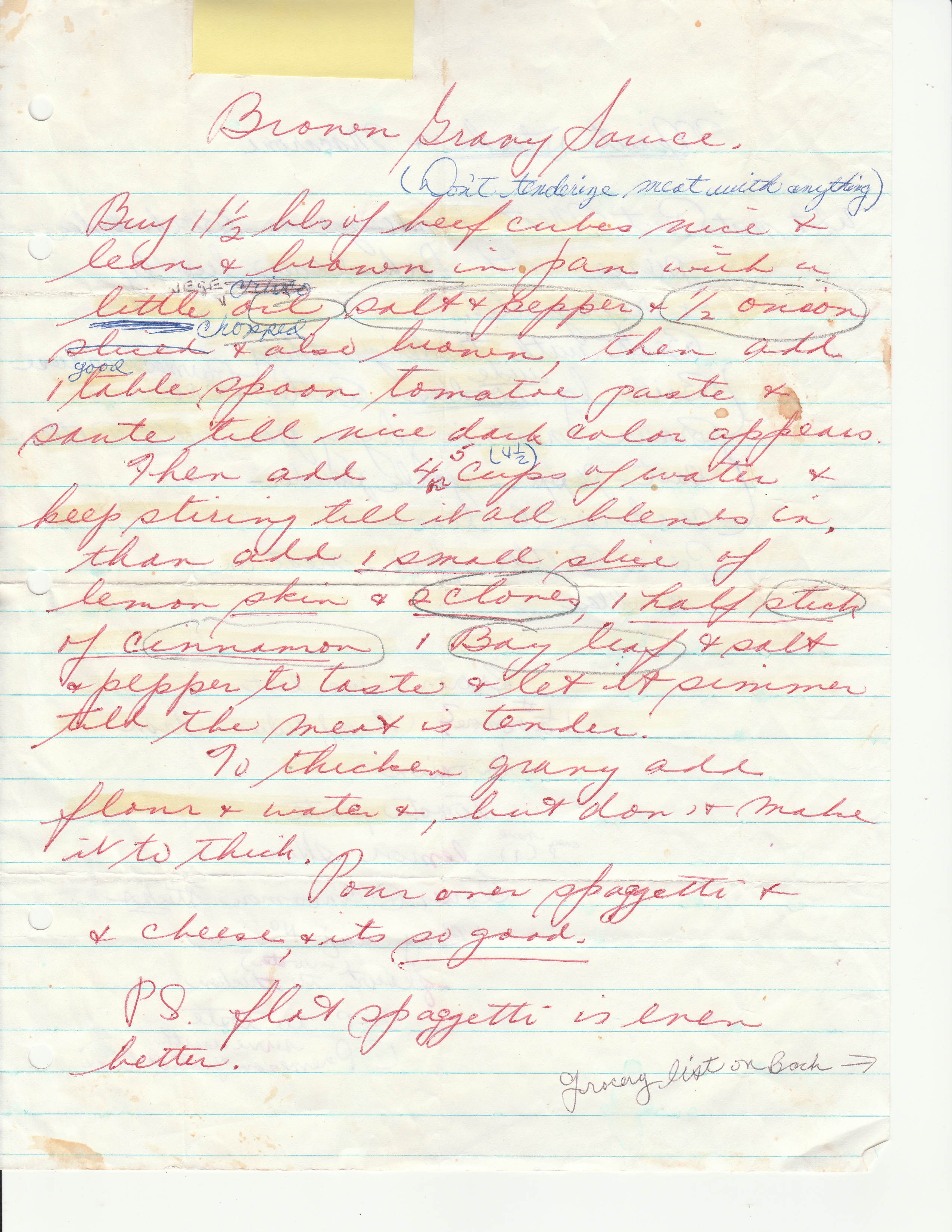 Brown Gravy Sauce recipe.  The text is contained in this blog post.
